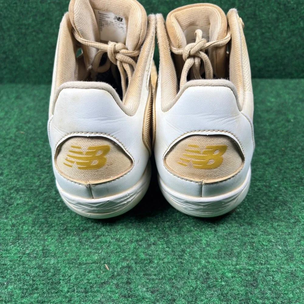 New Balance 4040v6 Metal Baseball Cleats Mens 11 Cream Gold MSHOWT1 Mid Cut